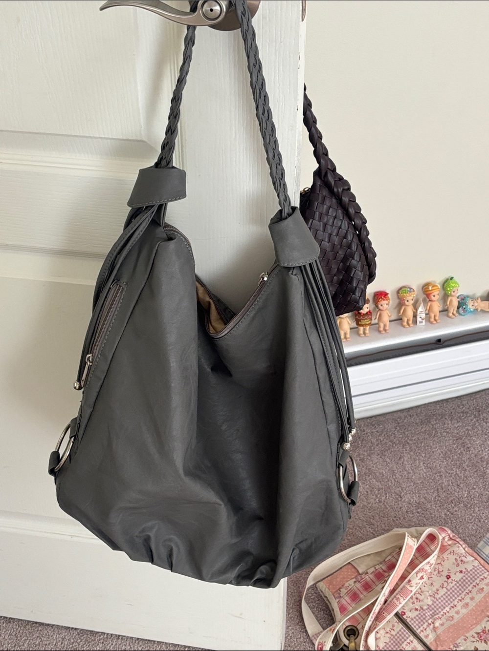 Grey large tote bag